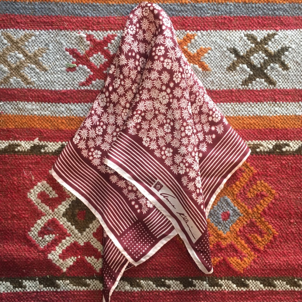 Vintage Square Anne Klein Floral Silk Scarf